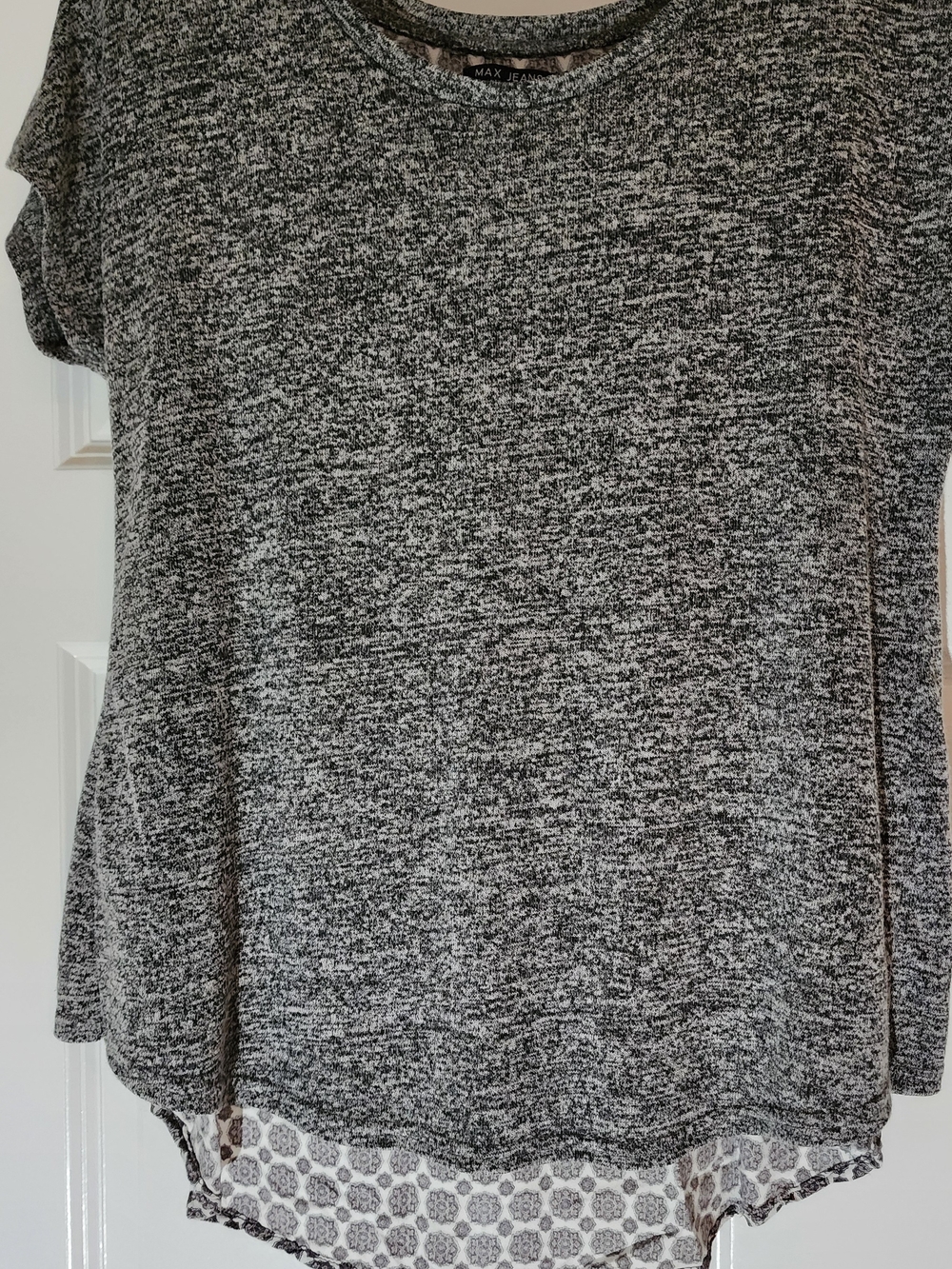 Max Jeans Women's Gray Marled Short Sleeve Top